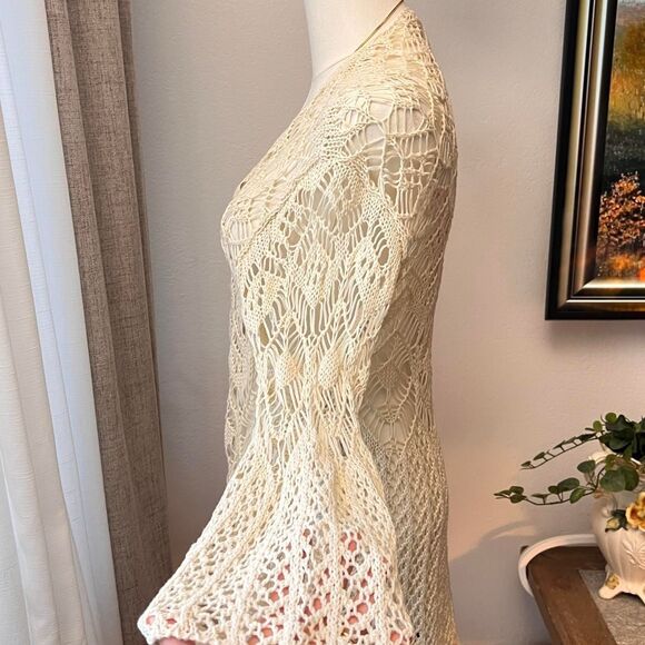 Charming Charlie Open Knit Cream Cardigan – Size Medium - Picture 3 of 6